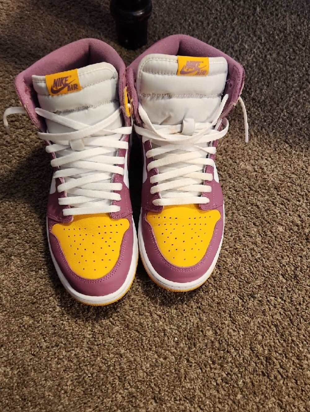 Jordan 1 OG High "Brotherhood" -Top Sneakers in Purple, Yellow & White - Picture 5 of 6